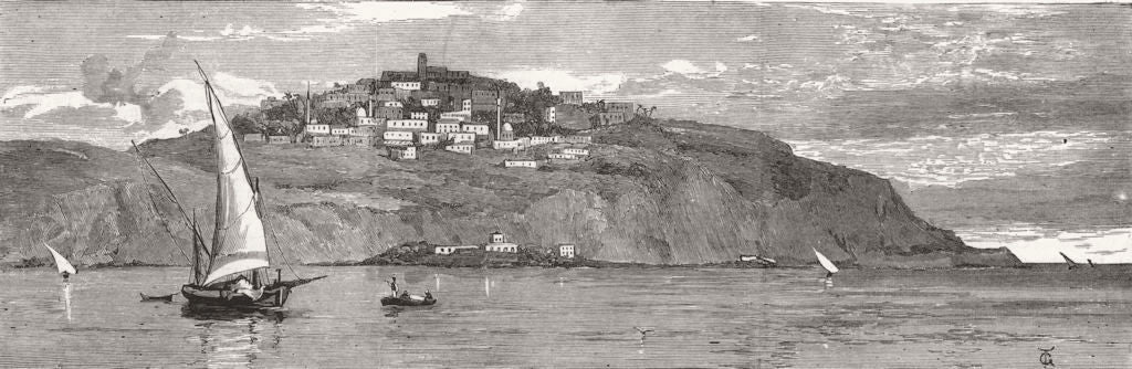 TUNISIA.The Village of Saidi Bou Said,Showing the site of ancient Carthage 1881